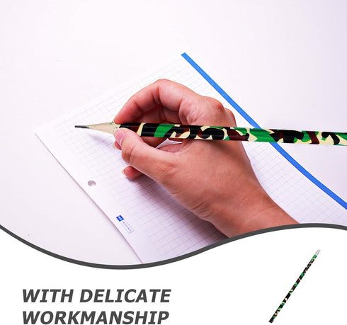 jojofuny 150 Pcs Camouflage Wooden Pencils for Kids, Stationary Gift Drawing Tool with Eraser