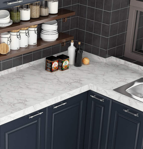 Livelynine Peel and Stick Marble White Contact Paper for Countertops Waterproof Kitchen Counter Top Covers Marble Contact Paper for Desk Covering Self Adhesive Marble Wallpaper for Walls 15.8x78.8 by Livelynine