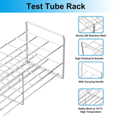 PATIKIL 24 Holes Tube Rack, 2Pcs 27mm Square Hole 304 Stainless Steel 3 Layer Tube Holder Stand for Lab Experiments