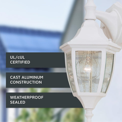 14.25 Inch 2461-WH Designers Fountain Waterbury Outdoor Light Fixture, Exterior Wall Lantern Sconce for Front Door