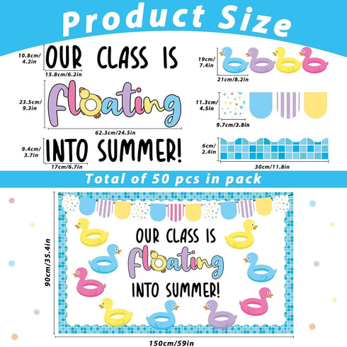 Summer Bulletin Board Decorations Floating Into Summer Classroom Bulletin Board Border Duck Summer Pool Float Paper Cutouts for Classroom Window Wall Home Office School Party Decor by Justforjoyful