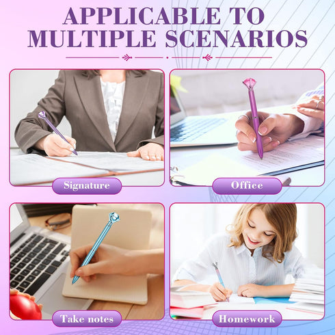 Sherr 100 Pack Big Crystal Diamond Pens: Cute Ballpoint Pens, Retractable Ballpoint with Rhinestones, Crystal Bling Gem