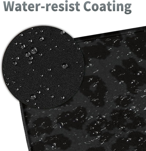 Large Gaming Mouse Pad with Coasters + Cable Clips, Black Leopard Print Extended Mousepad (31.5 x 11.8) with Stitched