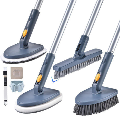 Shower Cleaning Brush,4 in 1 Tile Tub Shower Scrubber with 54.7'' Long