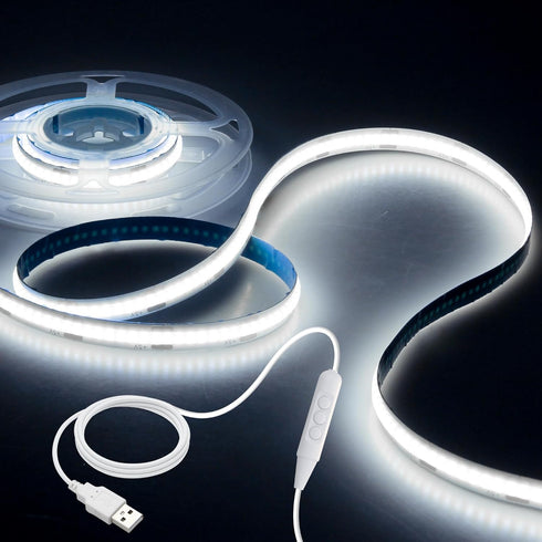 Aclorol 1M 5V COB LED Strip Light White 6000K Dimmable USB Powered