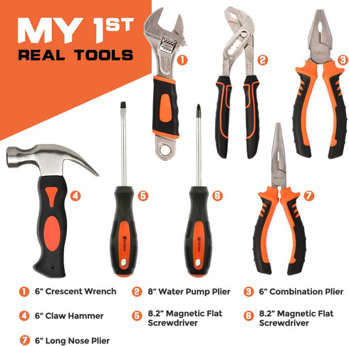 95 Set, Hammer INCLY PCS Kids Real Tool Boys Small Real Hand Tools Kit, Children Construction Learning Tools