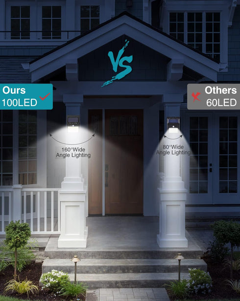 2 Pack Solar Motion Lights Outdoor, 100LED Solar Security Lights with 3 Modes, IP65 Waterproof for Front Door Garage