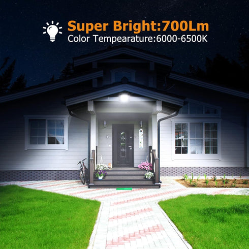 10W LED Flood Lights Outdoor, 700Lm Ultra Thin Work Light, IP66 Waterproof Fixture, 120 Beam Angle for Garden Yard