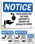 Wash Hands And Use Hand Sanitizer With Symbol OSHA Notice Vinyl Decal