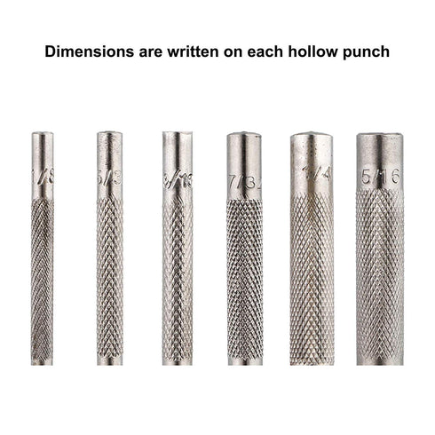 Spurtar 6PCS Leather Hole Punch Set, 1/8'' - 5/16'' Heavy Duty Round Hollow Punch Tool