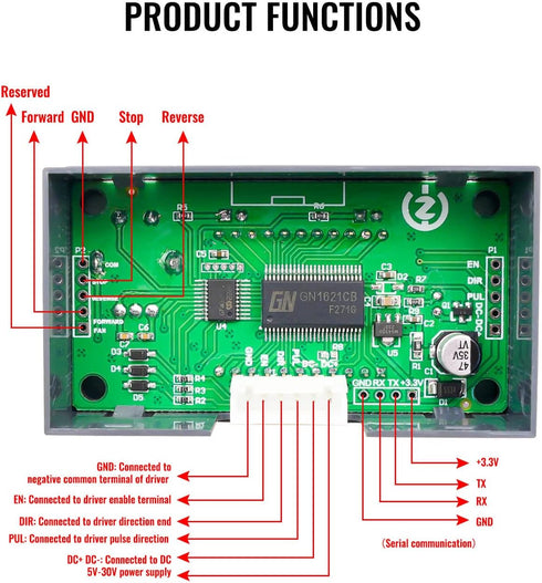 EMIHO 5-30V Nema17/23 1/128 Stepper Motor Controller DC Fit for Motor, Micro-Step Resolution Forward Reverse Delay Time