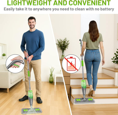IOPRETTY 3 Spray Mop for Floor Cleaning - Wet Dry Hardwood Floor Mops with Microfiber Washable Pads for Swiffer
