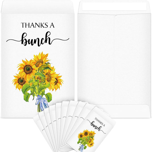 Fumete 100 Pcs Thank You Sunflower Seed Packets - Wildflower Seed Packets for Appreciation Gifts, No Seeds