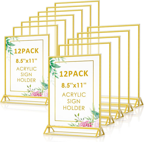 Enayplon Acrylic Sign Holder 8.5 x 11, 12 Pack Double Sided Flyer Holder,