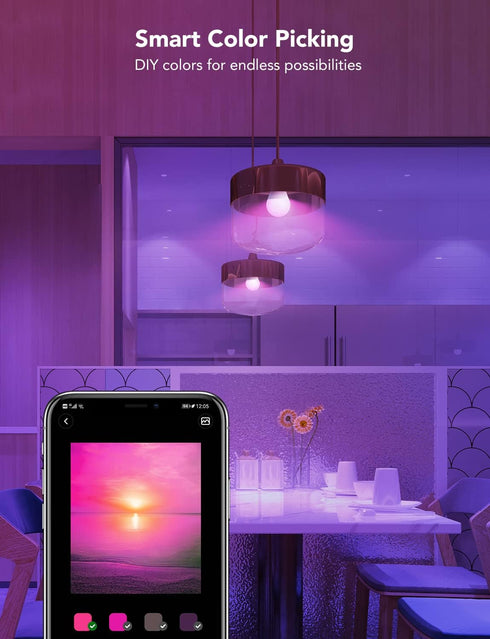Govee Smart Light Bulbs, WiFi & Bluetooth Color Changing, Music Sync, 800 Lumen, 2 Pack, Works with Alexa