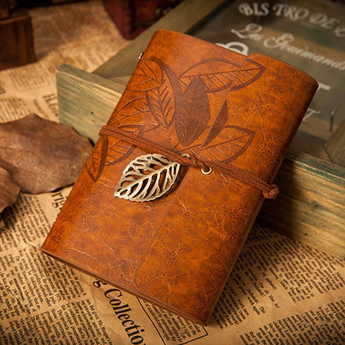 EvZ Vintage Dark Brown PU Leather Cover Loose Leaf Blank Notebook, 7 Inches Journal Diary Gift
