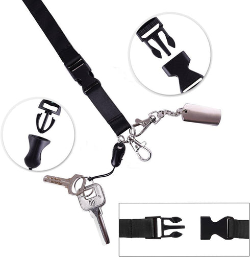 YOUOWO 5 Pack Nylon Neck Lanyards with Detachable Buckle, Breakaway Strap for ID Badge, Key, Phones, USB, Black, Blue,