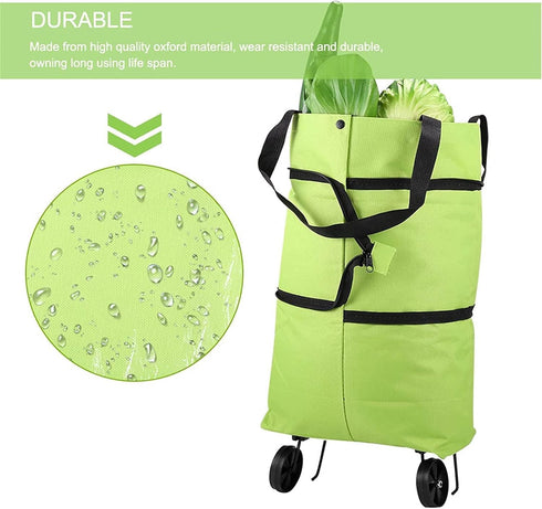 Generic 2 1 In Foldable Shopping Bag, Lightweight Collapsible Shopping Cart, Grocery Cart On Wheels, Foldable