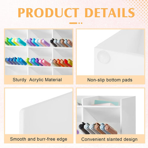 MotiMind 150 10.2 4 9.8 Inch Acrylic Pen Organizer Storage for Markers Vertical Marker Organizer Acrylic Pen Display