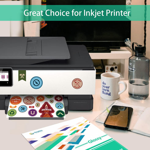 50 Gwybkq Sticker Paper Printable Vinyl for Inkjet Printer, Sheets Glossy White Waterproof Labels