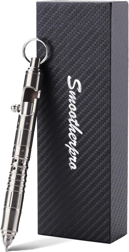 SMOOTHERPRO Titanium Bolt Action Pen, Compatible with Parker Refill, Retractable Hollow Design, Heavy Duty for Tremor,