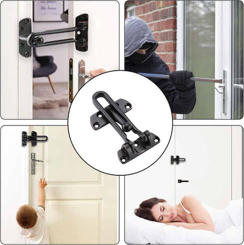 WellMade Bronze1 Pack) Swing Bar Door Lock Latch,Door Security Latch for Kids Safety and Home Security, Reinforcement