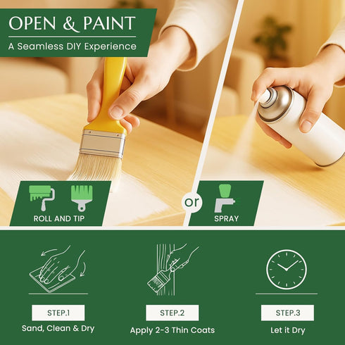 32oz, DWIL Wood Furniture Paint White Wood Paint for Furniture, Cabinet, Door, Kitchen - Matte, With Tools