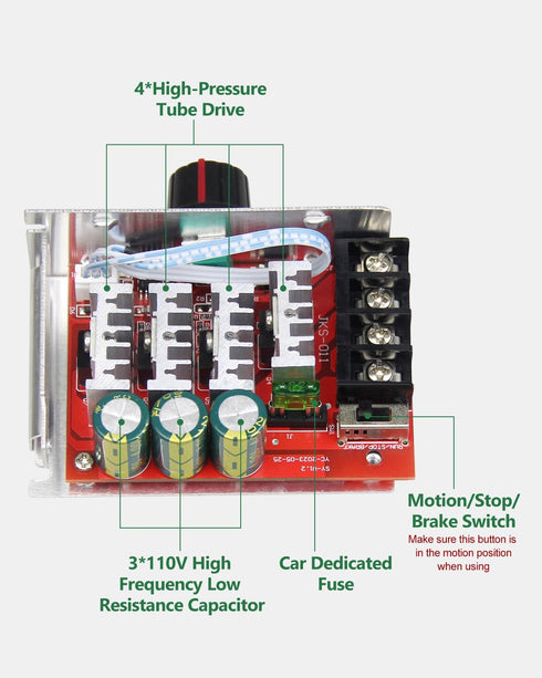 7-70V PWM DC Motor Speed Regulator 30A for 12V 24V 48V 60V 70V Speed Control with Potentiometer
