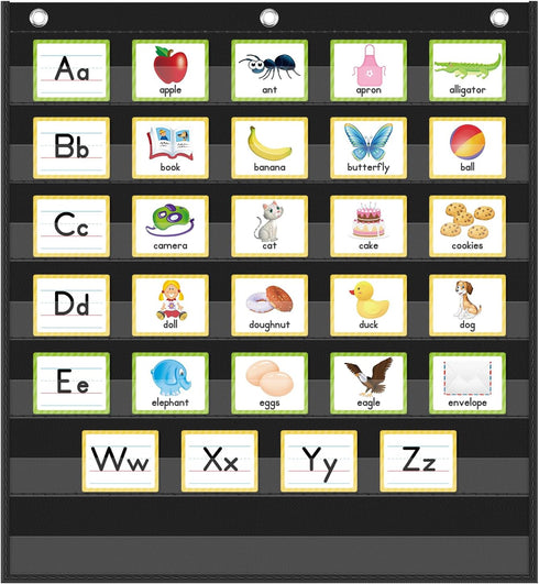 Eamay Standard Pocket Charts, Black Classroom Pocket Chart for Teacher Supplies (28W*28L)