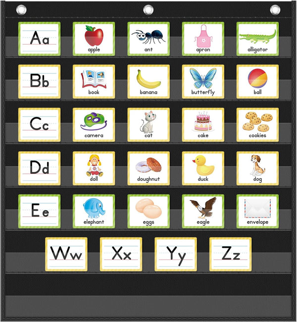 Eamay Standard Pocket Charts, Black Classroom Pocket Chart for Teacher Supplies (28W*28L)