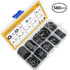 Black Zinc Plated Alloy Steel Flat Washers Set, 580 Pieces in 9 Sizes - M2 M2.5 M3 M4 M5 M6 M8 M10 M12