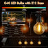 50ft 18+1 G40 Bulbs, 4 Dimming,3 IP65 Solar String Lights Outdoor - Shatterproof & Waterproof LED Remote Control w/