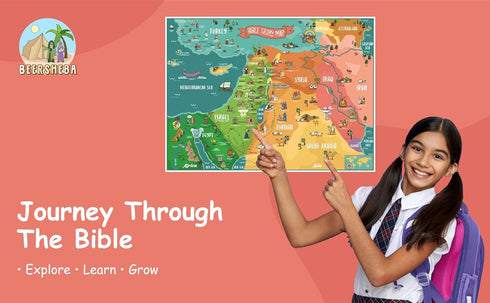 Bible Story Map Poster (Laminated) – 18" x 24" Educational Christian Learning Tool for Classrooms and Homeschool