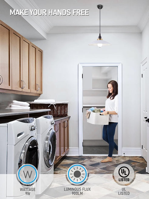 TORCHSTAR LED Motion Sensor Light Bulb, 9W (60W Equivalent), 900LM, E26 Base, A19 Motion Activated for Laundry,