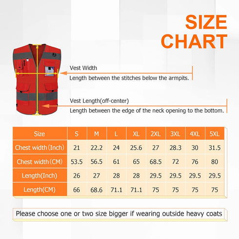 TCCFCCT Mesh Work Vest for Men Women High Visibility Safety Vest with 9 Pockets, Hi Vis Reflective (Red, 4X-Large)
