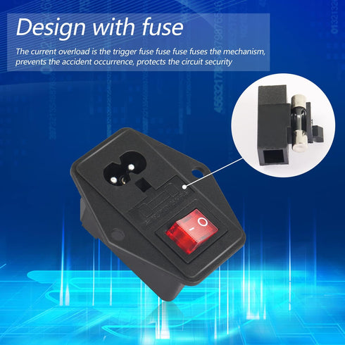 PNGKNYOCN 10A 250V Rocker Switch Power Socket Inlet Module Plug, 2-Pack with Indicator Light and 10A Fuse