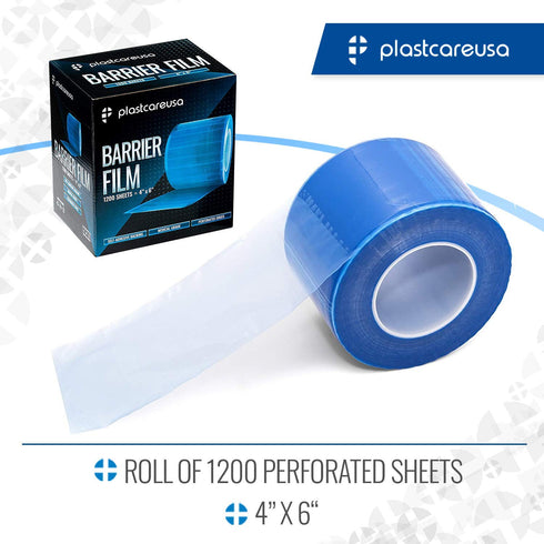 4"x6" (1 1200 Blue Barrier Film Roll - Protective Dental Barrier Film for Dental, Medical, Tattoo - Perforated Adhesive