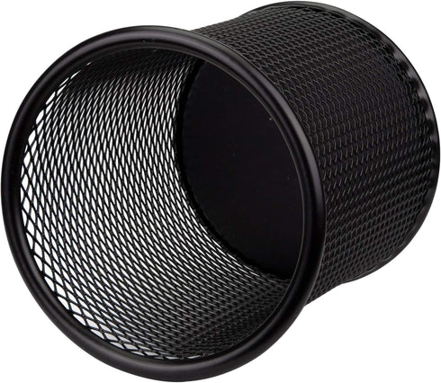 Nicunom 12 Pack Metal Mesh Pen Holder, Round Pencil Cup for Desk Organizer, Black