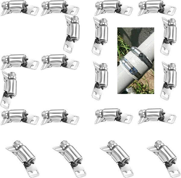 20 Pack DIY Hose Clamp Fasteners, 304 Stainless Steel Adjustable Pipe Worm Clamps for Air Duct, Exhaust Wrap