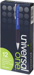 Universal Comfort Grip Ballpoint Pen, Retractable, Blue Barrel, Medium 1 Mm, Blue Ink, Dozen