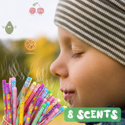 Leinuosen 300 Pcs Scented Pencils for Kids, Inspirational H Pencils with Erasers, Colorful Fun Wood Pencils