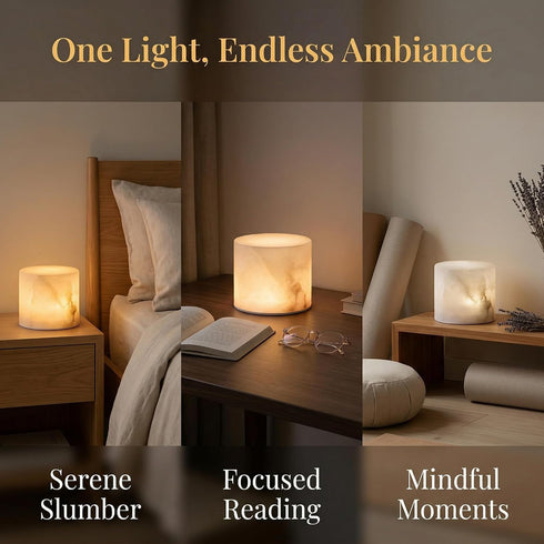 3 Aimery Natural Spanish Marble Night Light, Tap Control LED Stone Lamp, Color Changing Warm Neutral White Light