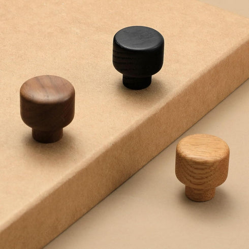 8 pcs Walnut Wood Round Chinese-Style Cute Cabinet Door Handles Cabinet Drawer Pulls Single-Hole Wardrobe Knobs Wooden