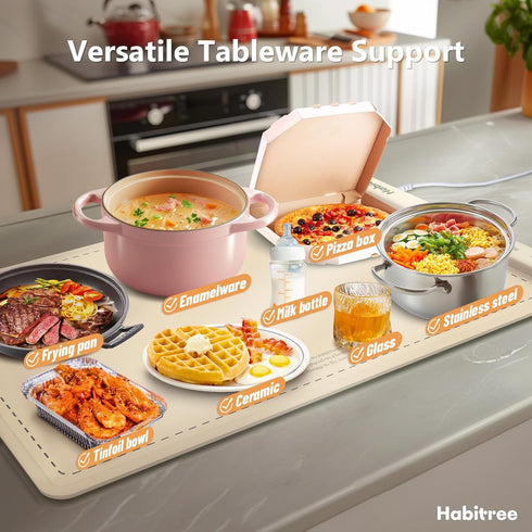 6 Settings, Food Warming Mat, Silicone Electric Warming Tray - Day Gifts, Heat Portable, Upgraded Graphene Full Surface