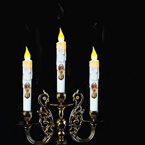 Primitive Battery Tapered Candles, Decorative Flameless Flickering Taper Candles with Timer, 6.75 Inch