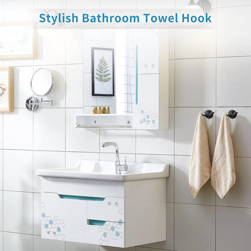 FILTA Towel Hooks for Bathrooms Wall Mounted, Black Towel Hooks, Robe & Towel Hooks, Bathroom Towel Hooks for Wall, Towel Hangers for Bathroom Wall, Matte Black Bath Towel Hook (2 Pack) by FILTA