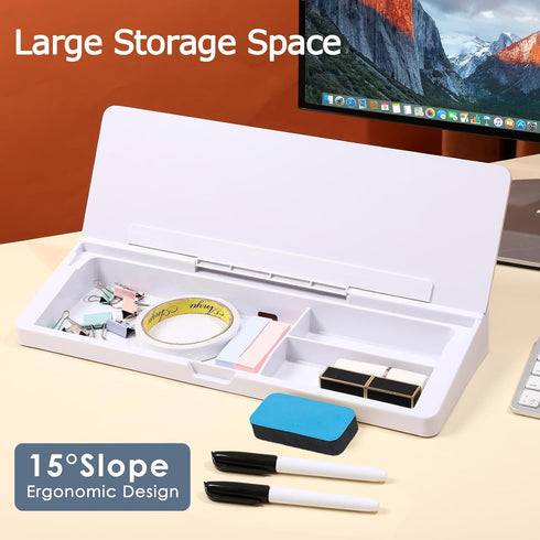 Desk Whiteboard with Storage, Glass Dry Erase Whiteboard, Desktop Office Supplies, Desk Organizers with Accessories