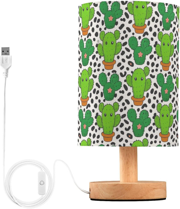 Amooorous Cartoon Green Cactus Leopard Print Bed Lamp Baby Night Light for Dresser
