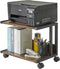 IBUYKE Under Desk Printer Stand, 2 Tier Mobile Home Organizer Shelf with 4 Wheels for Printer, Rustic Brown UTLJ007H