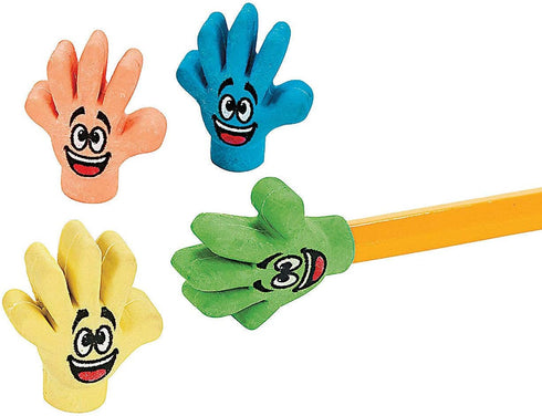 Fun Express Rubber High Five Eraser Toppers, 2 Dozen